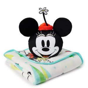 Disney White & Aqua Mickey Holiday Tree Nogginz Pillow & Plush Blanket Set